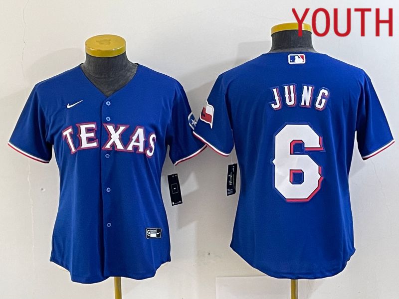 Youth Texas Rangers #6 Jung Blue Nike Game 2024 MLB Jersey style 1